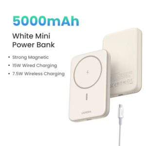 UGREEN 5000mAh قوة البنك المغناطيسي البسيطة المحمولة PD 15W اللاسلكية شحن سريع PowerBank